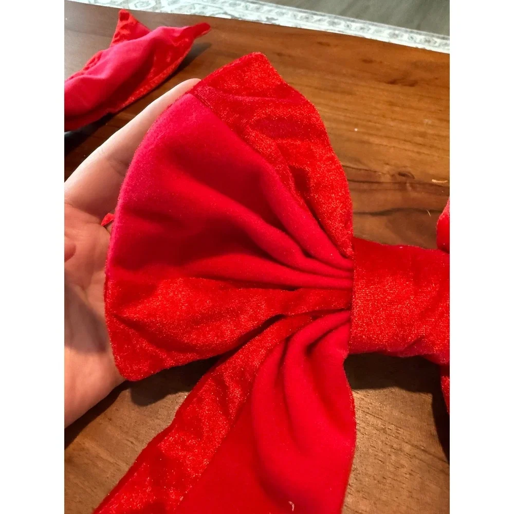 New LOT Christmas Red Velvet Bow Garland 6ft Holiday Decor Mantel Christmas